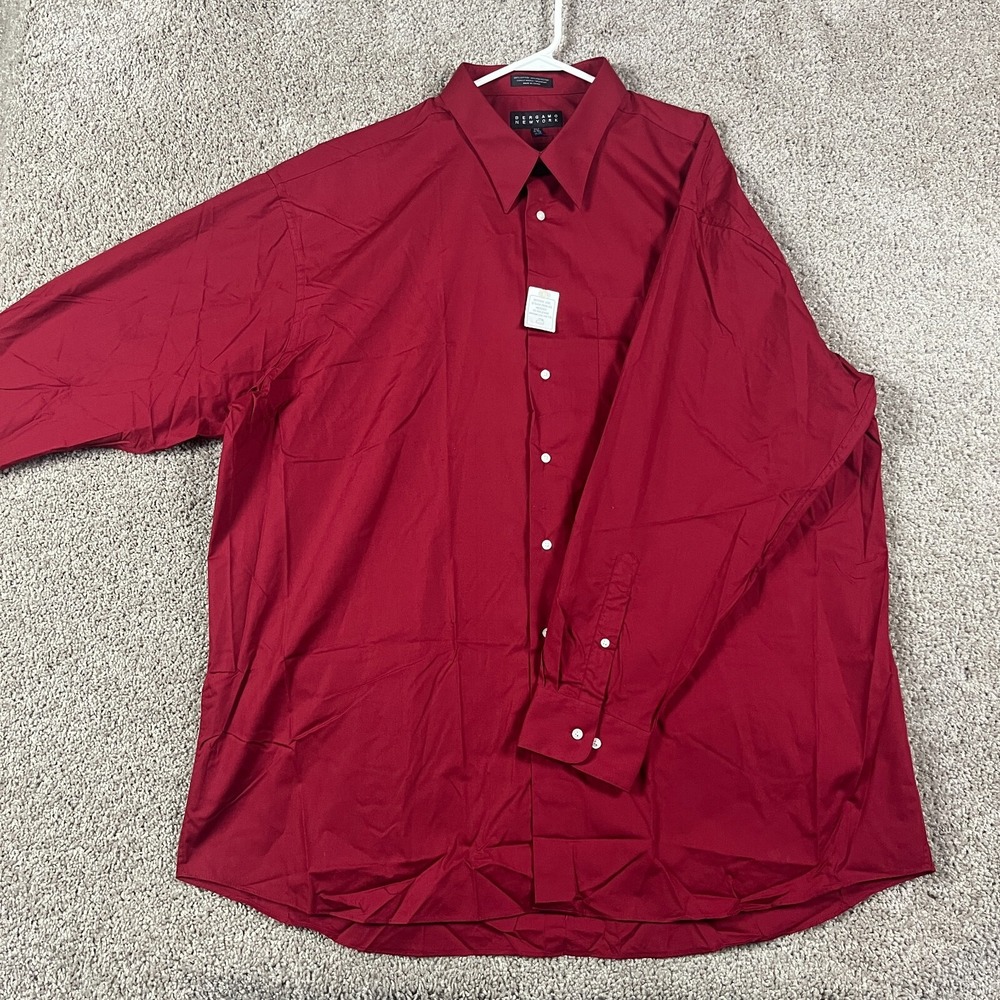 Bergamo New‎ York Mens Shirt 3XLT 19-19.5 36/37 Red Button Up Long Sleeve NEW
